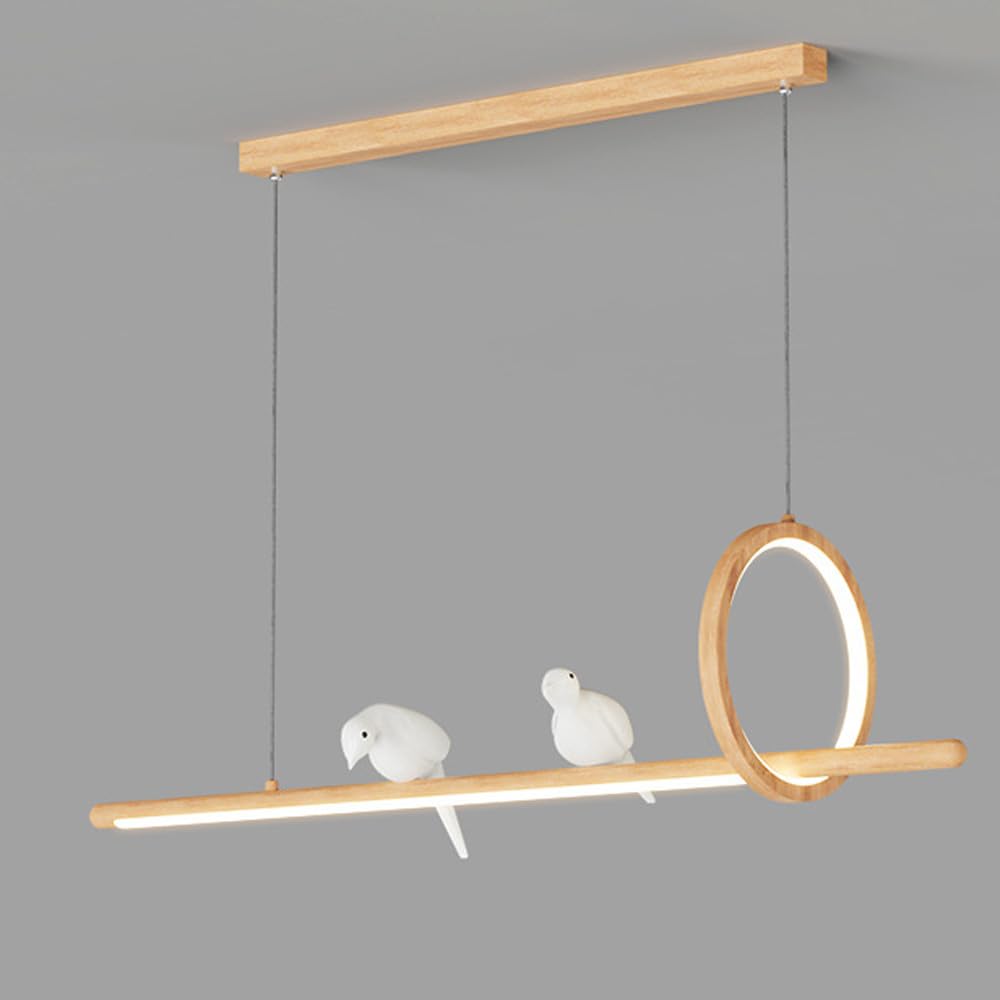 CFWSHJ Moderno Fattoria lineare lampadario in Legno Luce Rustica Sala da Pranzo Tavolo Nordic Bird Strip Long Dimmedibile Apparecchi di Lampada sospesa per la Cucina Restauranti CBAR/TERGNO Colore