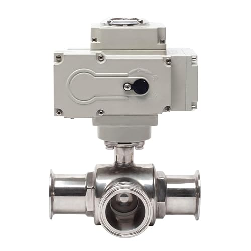 Bwrctobew One Color 38Mm 3-Way Electric Ball Valve - Stainless Steel Q911f-16P Tri Clamp Ferrule Type Motorized Valve(T Type-110Vac)