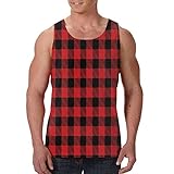 Buffalo Plaid Red Checkered Men's Tank Top T-Shirt Cool Sleeveless Vest