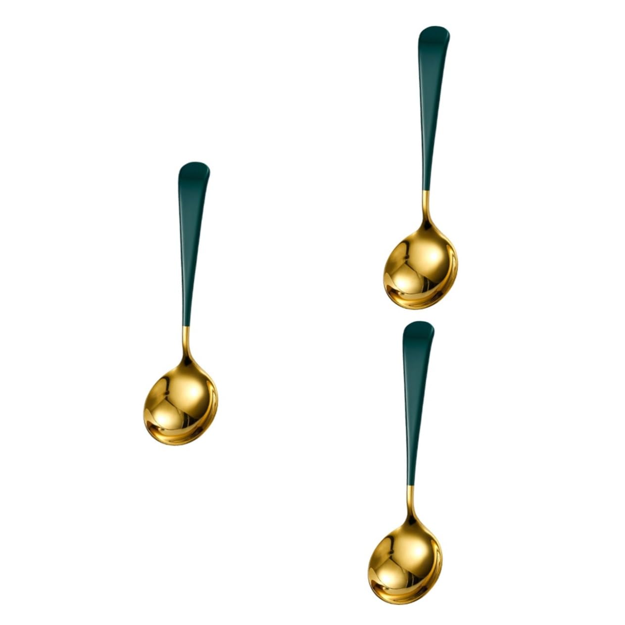 PRETYZOOM 3pcs Stainless Steel Soup Spoons Round Soup Spoons Drizzle Steel Spoon Shovel Measuring Cups Round Head Serving Spoons Yerba Mate Cocktail Stick Forks and Spoons Pasta Rust Green