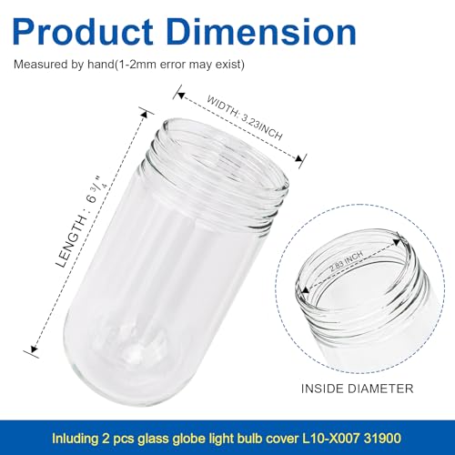 Image of Glass Globe Light Bulb Cover Replacement for L10-X007 Hood Lights Fixture | Outdoor / Kitchen / Ceiling Light Bulb Fixture Glass Light Bulbs Cover 31900 Fit for Walk in Refrigerators