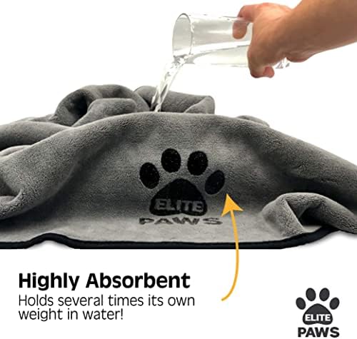 Elite Paws® UK: Luxury Large Microfibre Dog Towel. Extra Soft Thick, 140x70cm, Super Absorbent Product, Muddy Pet Accessories, Grooming Puppy Supplies, Drying Robe/XL Bath Dry Mat/Blanket Alternative