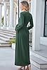 OUGES Women's 2025 Fashion Long Sleeve V Neck Maxi Dress with Pockets Maternity Clothes Nursing Dresses-XL Dark Green #4