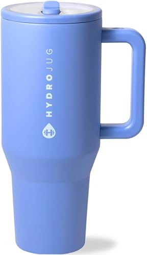 Miniatura 25 de HydroJug Traveler - Botella de agua 40 oz con asa y pajilla abatible, apto para soporte para vasos, resistente a fugas, reutilizable, aislado, acero