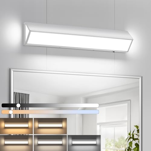Image of LED Modern Bathroom Vanity Light Fixtures (24-Inch, 5CCT, Dimmable), Modern Acrylic Bathroom Wall Lighting Fixtures Over Mirror, Chrome
