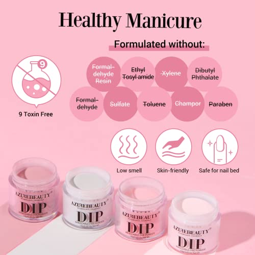 Azurebeauty AZ-0273 Dip Powder Nail Kit, 4 Colors Gentle Nude Pink Neutral Skin Dipping Powder System Liquid Set Recycling Tray thumb #8
