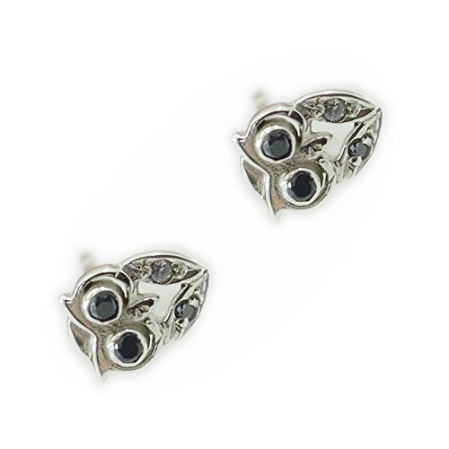 Boucles d'oreilles onyx noir argent magnifique bijou style chouette