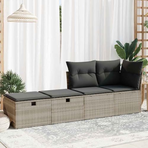 Canapé de jardin polyrotin gris clair 2 pièces Owox 55x55cm - 5