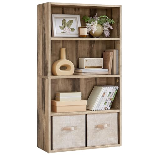 Image of VASAGLE CUSTOS Collection - Bookshelf, 4-Tier Bookcase, Book Shelf, Open Storage Shelf, 9.4 x 23.6 x 42.4 Inches, for Living Room, Home Office, Dinning Room, Camel Brown ULBC164L01