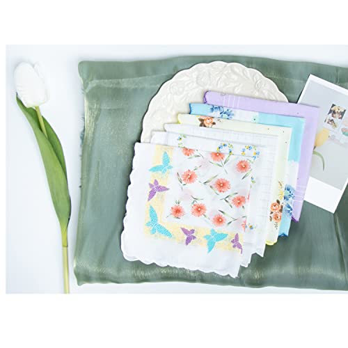 CoCoUSM Womens Vintage Floral Print Cotton handkerchiefs New 10 PCS - Thumbnail 7
