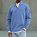 Shunking Collared Sweatshirts for Men Classic Plain Quarter Zip Pullover Long Sleeve Outdoor Casual Trendy V Neck Spring Tops (Blue, 5XL)
