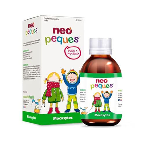 Neo Peques | Mocosytos Jarabe Infantil Para la Tos Seca y Productiva | Expectorante | Cuida la Garganta de Niños | 150 ml | Sabor Frambuesa | Pino, Liquen de Islandia