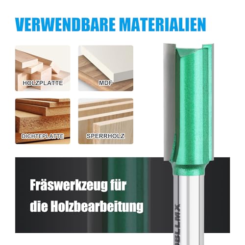 WOBLLMX 8mm Schaft Bündigfräser,Ø17mm Arbeitslänge 30mm,Hartmetall Klinge Handlich,langlebig und scharf für CNC Schaftfräser für Dichteplatte Massivholz