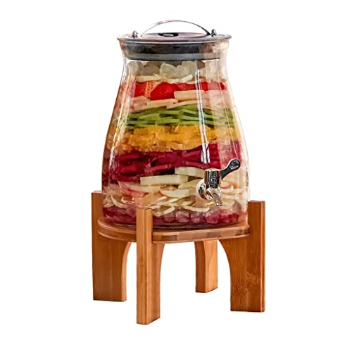 LUKERY Dispensador de Bebidas Dispensador de Bebidas de 5 L Dispensador de Bebidas frías para Fiestas con Grifo sin Fugas y Tapa Frasco de Vidrio Dispensador de Agua para Nevera portátil Cover