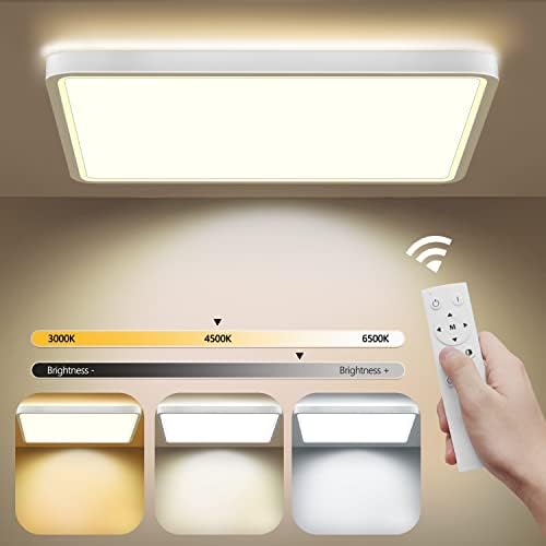 bedee LED Ceiling Lights with Remote Control, 36W 4800lm Dimmable Ceiling Light LED, 2.4cm Ultra Thin Square LED Flush Mount Ceiling Light for Bedroom Living Room Kitchen Hallway Office, 30cm White