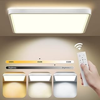 bedee LED Ceiling Lights with Remote Control, 36W 4800lm Dimmable Ceiling Light LED, 2.4cm Ultra Thin Square LED Flush Mount Ceiling Light for Bedroom Living Room Kitchen Hallway Office, 30cm White