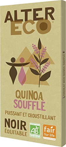 ALTER ECO - Tablette Chocolat Noir au Quinoa Soufflé - Bio & Équitable - Origine Pérou - 100 g