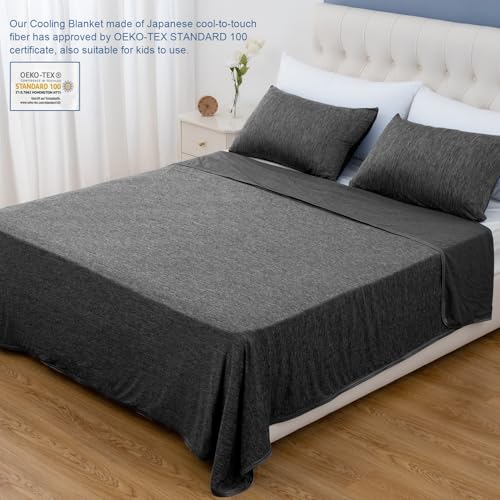 Image of CHOSHOME Cooling Blanket for Hot Sleepers Lightweight Summer Cold Thin Blankets for Sleeping, Hot Flashes Night Sweats, Soft Blanket for Bed, Twin XL Size, Black