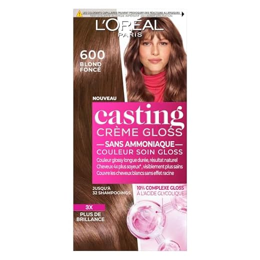 L'ORÉAL PARIS - semi-permanente Haarfarbe, Ton in Ton – Pflegefarbe Gloss – ohne Ammoniak – Casting Creme Gloss – Nuance: Dunkelblond (6.0)