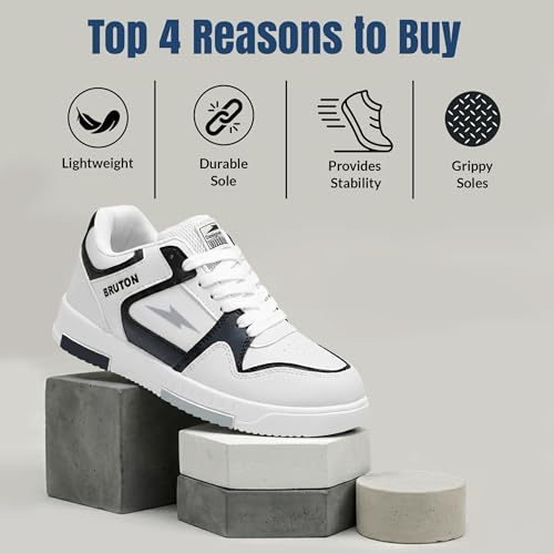 Image of BRUTON Men's Casual Sneakers | Lightweight Lace-Up Fashion Shoes | Comfortable Cushioned Walking Shoes, College & Travel