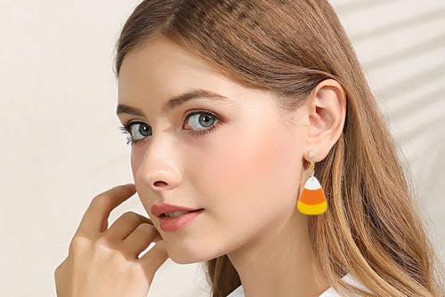 Halloween Earrings for Women Cute Candy Corn Dangle Earrings Fun 3D Candy Corn Jewelry for Thanksgiving Holiday Earring for Women - Image 2