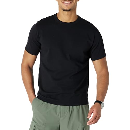 Amazon Essentials Herren-T-Shirt, lockere Passform, schwere Baumwolle, Schwarz, Größe M