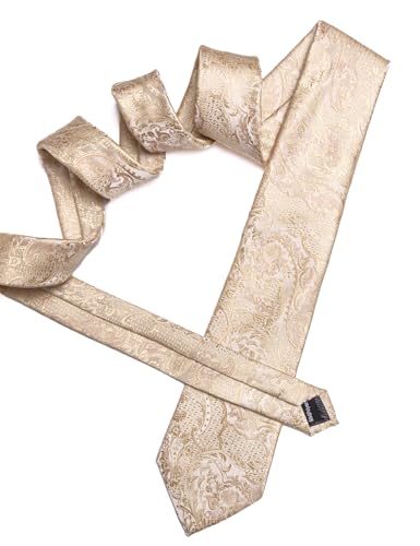 Image of Barry.Wang Men Ties Paisley Woven Silk Necktie Set with Pocket Suqare Cufflinks Formal