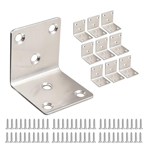 OMIDEAS 10 × Eckwinkel (40 × 40 × 40) Metallwinkel für Holzverbindungen Möbelreparatur Edelstahl Silber L-Verbinder