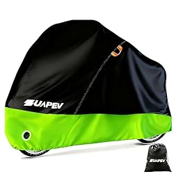 ZUAPEV Funda Bicicleta Exterior Impermeable, Funda...: 【Material impermeable duradero】 ZUAPEV funda bicicleta exterior impermeable está hecho de tela de poliéster 210D con recubrimiento bien impermeable y UV, que está probado para soportar la presión del agua hasta 1500 Pa . Muestra el rendimiento imperm...