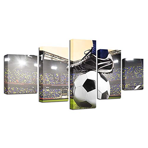 Tableau sur toile intissée jouer au football 5 pièces sans cadre pour grand mur
