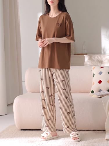 Image of Louis Luxe Cotton Blend Womens Korean Night Dress|| Full Pyjama Set || Korean Nightsuit ||Women Nightwear ||Round Neck Full Sleeve Nightsuit || Loungewear || Everyday Nightdress (ND-11)