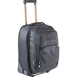 Patines Con Ruedas Intercambiables EVOC Terminal Bag 40+20l Bolsa de Viaje con Ruedas y Mochila adjunta (asa telescópica, Ruedas de patín Intercambiables, Extra Ligera, tamaño de Equipaje de Mano), Negro