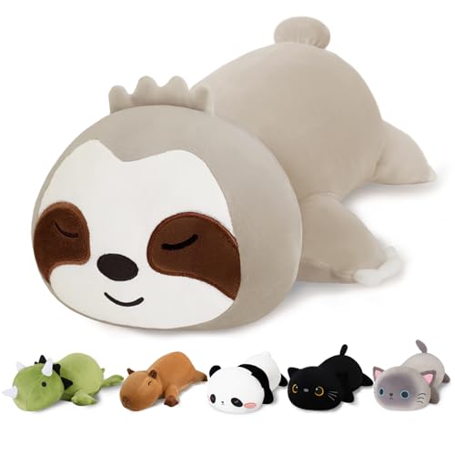 Finebee Weighted Sloth Stuffed Animals, Cute Weighted Sloth Plush, Soft Stuffed Weighted Plushie Pillow Gifts for Girls Boys(9.8' 0.8Lbs)