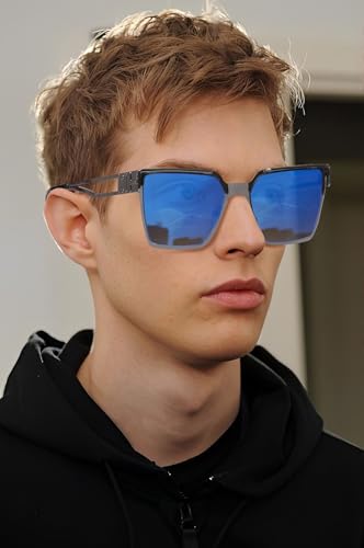 KENBO Square Sunglasses Metal Frame for Men Women Large Cool Designer Shades UV4002