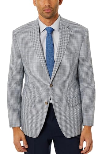 Lauren Ralph Lauren Mens Plaid Classic Fit Two-Button Blazer Gray 44L