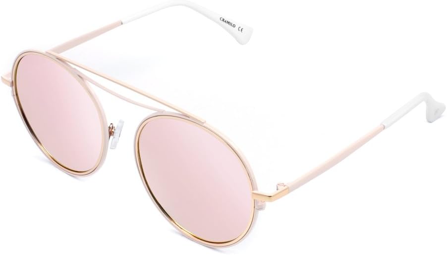 Cramilo Fashion Designer Mirrored Polarized Round Sunglasses Fashion Eyewear