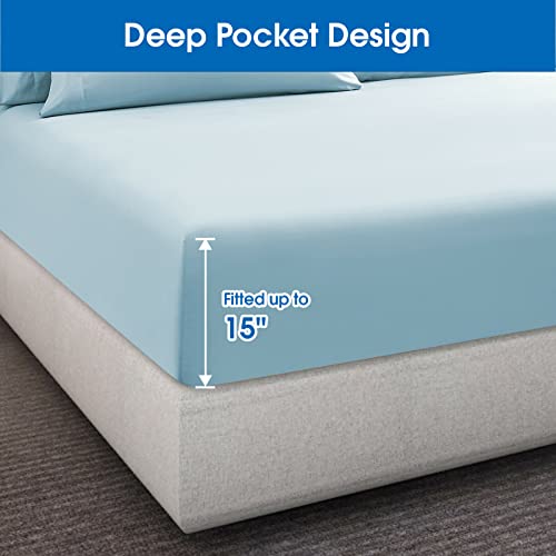 Homeideas 4 Piece Bed Sheets Set (Full, Baby Blue), 1800 Bedding Soft Brushed Microfiber Luxury Sheets, Deep Pockets, Easy Care, Wrinkle & Fade Free #TOP2