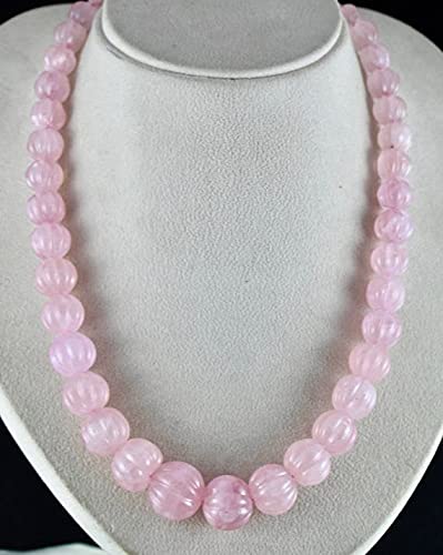 Collier perles de quartz rose naturel sculptées LKBEADS 21 pouces 10mm-19mm