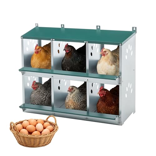 6 Compartment Metal Chicken Nesting Box with Roll Away Egg Collection 321625in Wall Mountable Large Hen Laying Box with Vented Holes 6 Houses Coop Roosting Boxes Fit for Different Poultry Breeds