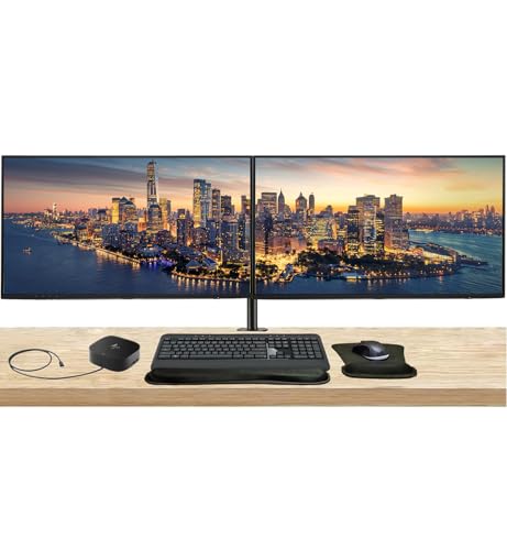 Image of HP Series 5 Pro 27-inch 527pf FHD 1080p LCD Monitor 2-Pack Bundled with Desk Mount Dual Stand, USB-C Multiport G5 Dock, MK540 Wireless Keyboard & Mouse, Gel Mouse & Wrist Pad