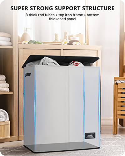 Soledi Double Laundry Hamper With Lid And Removable Laundry Bags - 145L Large Hamper For Laundry - Laundry Basket 2 Sections - Collapsible Laundry Baskets For Bedroom, Laundry Room, Bathroom, College #TOP1
