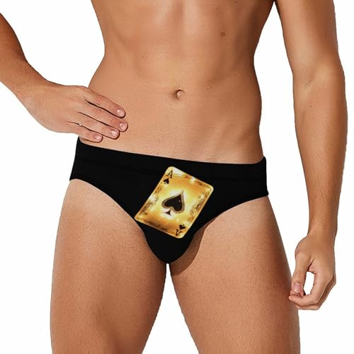 Glowing Aces Poker Mens Swim Briefs Sexy Bikini Swimwear Bathing Suits Trunks