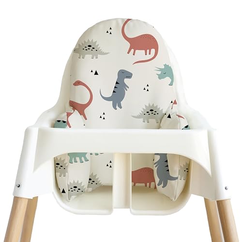 Image of Yeah Baby Goods Wipeable Cushion Cover (Muted Dinos) - Compatible with The IKEA Antilop Highchair - Soft, Waterproof Baby High Chair Cover