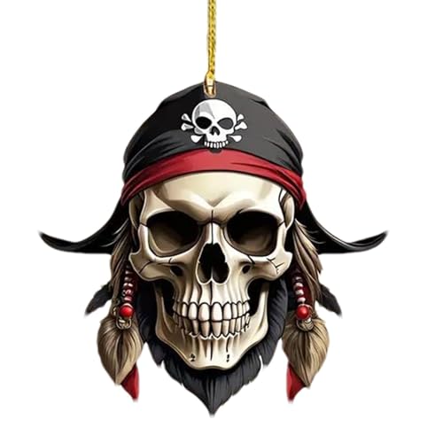 Sghtil Décoration de voiture en forme de tête de mort oscillante, pendentif de voiture squelette, breloque de rétroviseur en acrylique | Pendentif unique pour rétroviseur de voiture, accessoires