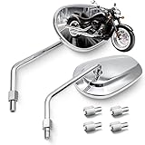 MZS Chrome Motorcycle Mirrors 10mm, Universal Motorbike Rear View Side Mirror Aluminium Compatible with Touring Cruiser Chopper Street Naked Bike Shadow Fury Vulcan Boulevard Road Royal Star VStar