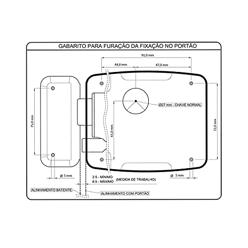 Fechadura Elétrica AGL-inha, chave simples 12V ou 110V