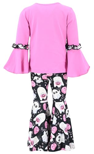 Unique Baby 2 Piece Girls Bell Bottom Leggings Outfit with Bell Sleeved Shirt Kid and Toddler Clothes Set4