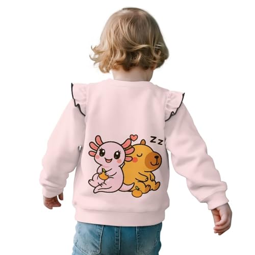 Toddler Girls Long Sleeve Sweatshirt Ruffle Fall Shirts Crew Neck Tops Cute Graphic Clothes Age 1-8 Years2