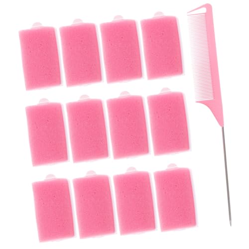 PartyKindom 1 Set Curling Iron Set Curler Hair Rollers Sponge Curlers for Hair Hairdressing Roller Pink Resin