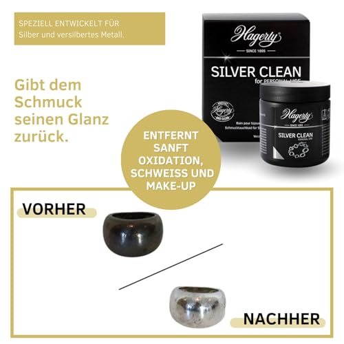 Hagerty Silver Clean Schmucktauchbad für Silberschmuck und versilbertem Schmuck 170ml I Effektiver Schmuckreiniger I Silberschmuck-Reinigungsbad für erneuerten Glanz I mit Kor